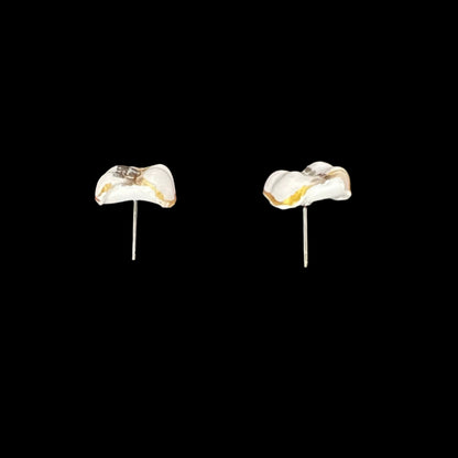 White & Gold Stud Earrings - FB00301