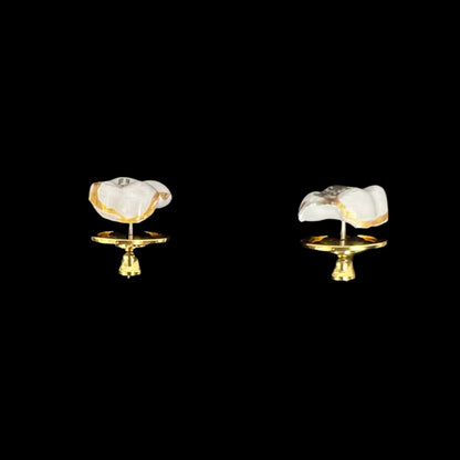 White & Gold Stud Earrings - FB00301